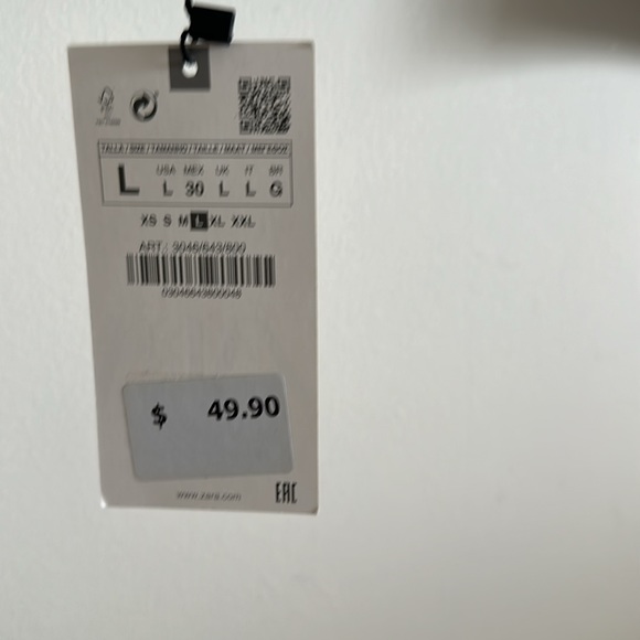 Zara Black Faux Leather Fitted Zip-Up Jacket Ruched 3/4 Sleeve Size Large - Picture 3 of 6